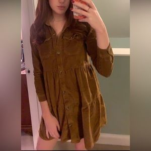 American eagle corduroy button up babydoll dress